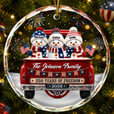 Independence Day,America 250th,Christmas,Proud,Family,Icon - Snowman 250 Years Of Freedom - Personalized Circle Glass Ornament