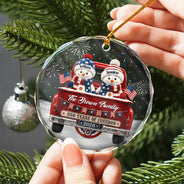 Independence Day,America 250th,Christmas,Proud,Family,Icon - Snowman 250 Years Of Freedom - Personalized Circle Glass Ornament