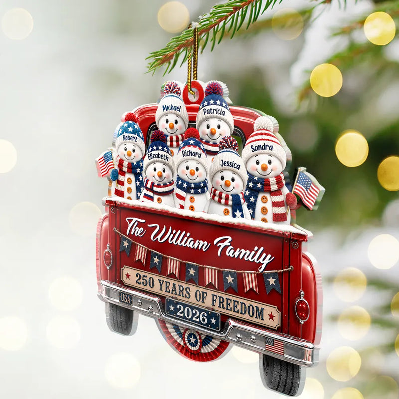 Top Market,Independence Day,America 250th,Christmas,Proud,Family,Icon - Snowman 250 Years Of Freedom - Personalized Custom Shaped Acrylic Ornament