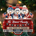 Top Market,Independence Day,America 250th,Christmas,Proud,Family,Icon - Snowman 250 Years Of Freedom - Personalized Custom Shaped Acrylic Ornament
