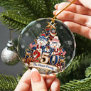Independence Day,America 250th,Christmas,Proud,Family,Icon - Snowman 250 Years Of Freedom America Anniversary - Personalized Circle Glass Ornament