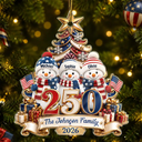 Independence Day,America 250th,Christmas,Proud,Family,Icon - Snowman 250 Years Of Freedom America Anniversary - Personalized Custom Shaped Acrylic Ornament