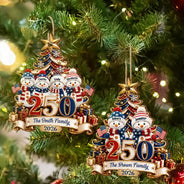 Independence Day,America 250th,Christmas,Proud,Family,Icon - Snowman 250 Years Of Freedom America Anniversary - Personalized Custom Shaped Wooden Ornament
