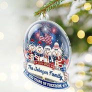 Independence Day,America 250th,Christmas,Proud,Family,Icon-Snowman 250 Years Of Freedom Anniversary - Personalized Custom Shaped Acrylic Ornament