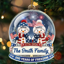 Independence Day,America 250th,Christmas,Proud,Family,Icon-Snowman 250 Years Of Freedom Anniversary - Personalized Custom Shaped Acrylic Ornament