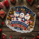 Independence Day,America 250th,Christmas,Proud,Family,Icon - Snowman Family 250 Years Of Freedom Anniversary - Personalized Custom Shaped Acrylic Ornament