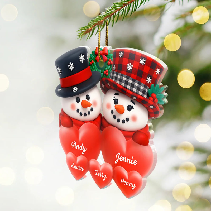 Family, Christmas - Snowman Family Full Of Love 3D Effect - Personalized Custom Shaped Acrylic Ornament