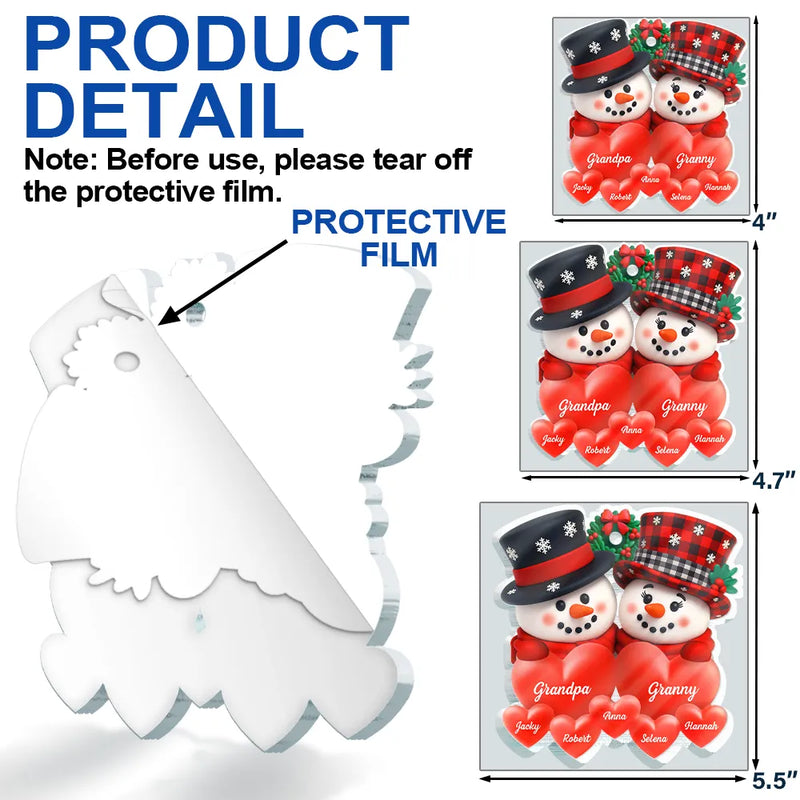 Family, Christmas - Snowman Family Full Of Love 3D Effect - Personalized Custom Shaped Acrylic Ornament