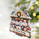 Independence Day,America 250th,Christmas,Proud,Family,Icon - Snowman Family Home 250th Anniversary - Personalized Custom Shaped Acrylic Ornament