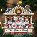 Independence Day,America 250th,Christmas,Proud,Family,Icon - Snowman Family Home 250th Anniversary - Personalized Custom Shaped Acrylic Ornament
