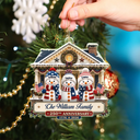 Independence Day,America 250th,Christmas,Proud,Family,Icon - Snowman Family Home 250th Anniversary - Personalized Custom Shaped Acrylic Ornament