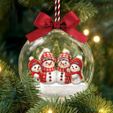 Gift For Grandparents,Parents,Happy,Christmas - Snowman Grandma Grandpa Grandkids - Personalized 3D Acrylic Ball Ornament