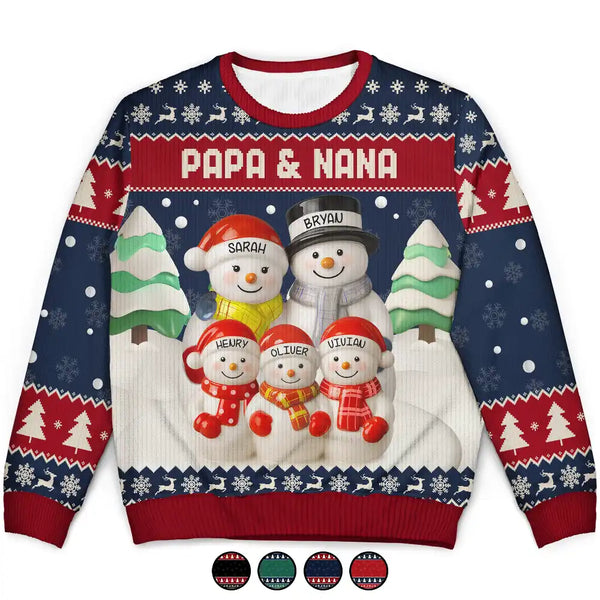 Gift For Grandparents,Happy,Christmas - Snowman Grandparents Ceramic Effect - Personalized Unisex Ugly Sweater