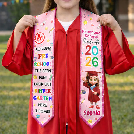 So Long Preschool Graduation - Personalized Kid Graduation Stole