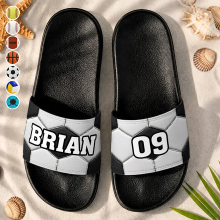 Soccer Baseball Basketball For Family, Sport Lovers - Personalized Unisex Slides