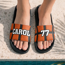 Summer,Gift For Mother,Sport Mom,Football (Soccer),Confident,Summer Soccer Games,Custom Text - Soccer Baseball Basketball For Family, Sport Lovers - Personalized Unisex Slides