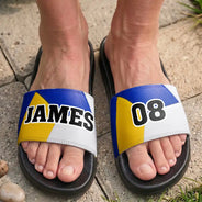 Summer,Gift For Mother,Sport Mom,Football (Soccer),Confident,Summer Soccer Games,Custom Text - Soccer Baseball Basketball For Family, Sport Lovers - Personalized Unisex Slides