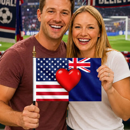 Soccer Couple Country Flag - Personalized Handheld Flag