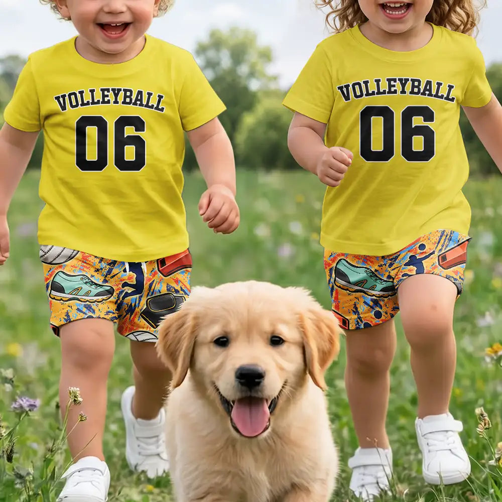 Gift For Kids, Summer, Football (Soccer), Confident, Summer Soccer Games, Custom Text - Soccer Football Baseball Basketball Son Daughter, Sport Lovers - Personalized Kids Clothing Set