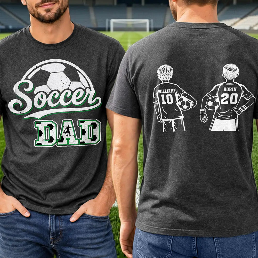 Soccer Dad Mom Kids Backside - Personalized T Shirt