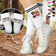 Gift For Couples, Gift For Husband, Gift For Wife, Gift For Boyfriend, Gift For Girlfriend, Love, Christmas - Sole Mates - Personalized Socks
