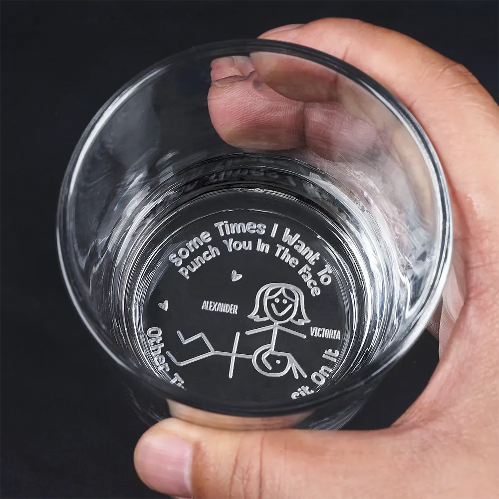 Gift For Couples, Gift For Husband, Gift For Wife, Gift For Boyfriend, Gift For Girlfriend, Funny - Some Times I Want To Punch You In The Face - Personalized Engraved Whiskey Glass