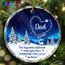 Gift For Yourself,Memorial,Pet Lovers,Pet Mom,Pet Dad,Gift For Women,Gift For Men,Family,Sad - Someone You Love Up There - Personalized Circle Glass Ornament