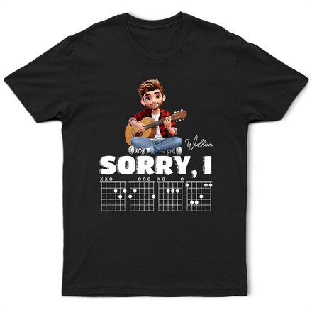 Sorry I D G A F Chord 3D Effect Fun Guitar Player - Personalized T Shirt