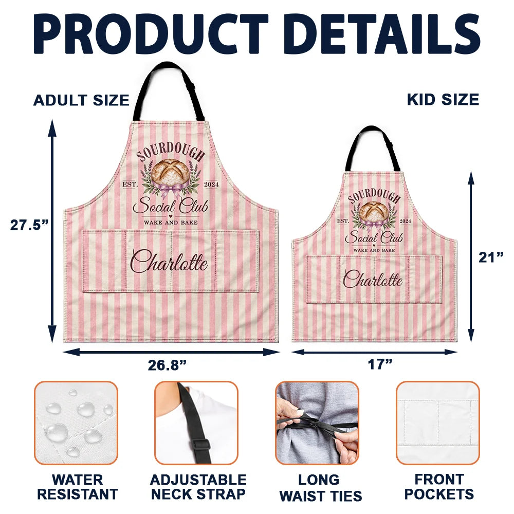 Top Market,Baking,Gift For Yourself,Gift For Women,Custom Text,Happy - Sourdough Social Club Wake And Bake - Personalized Apron