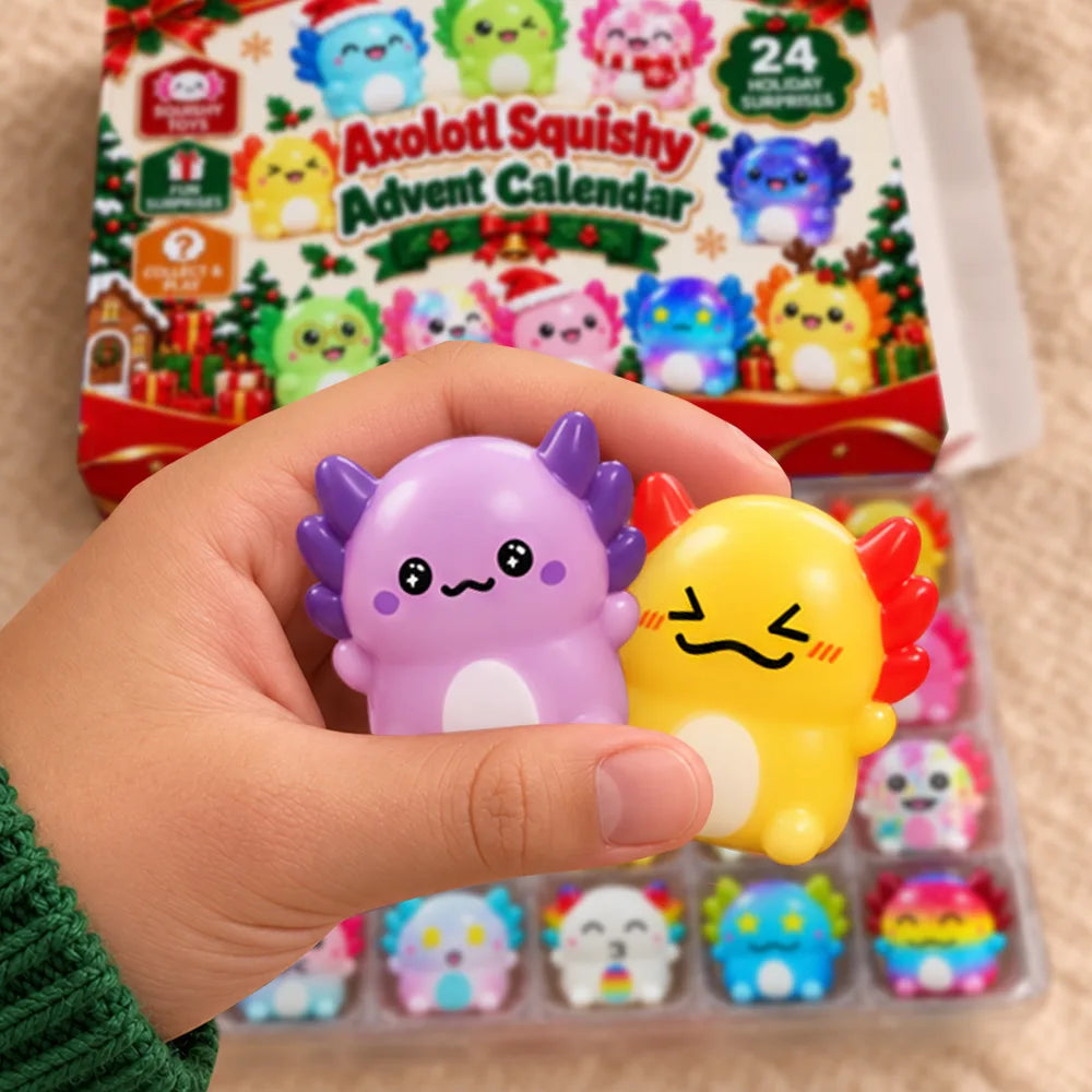 Adorable,Christmas,Gift For Kids,No Custom - Squishy Axolotl Gift For Kids - Personalized Festive Christmas Countdown Advent Calendar