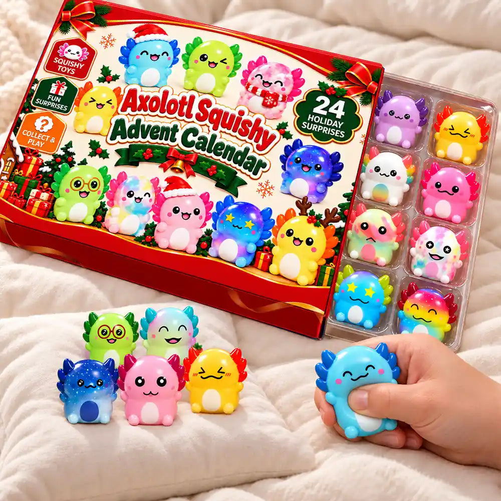 Adorable,Christmas,Gift For Kids,No Custom - Squishy Axolotl Gift For Kids - Personalized Festive Christmas Countdown Advent Calendar