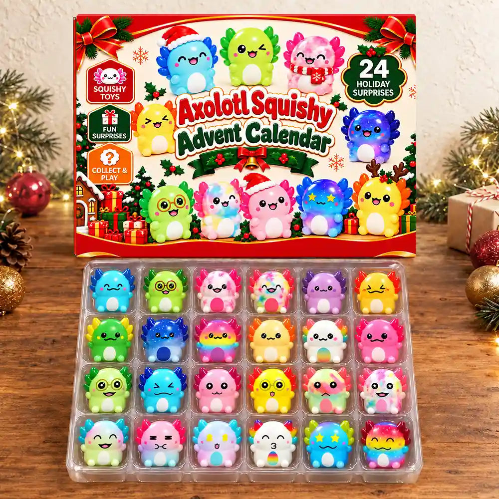 Adorable,Christmas,Gift For Kids,No Custom - Squishy Axolotl Gift For Kids - Personalized Festive Christmas Countdown Advent Calendar