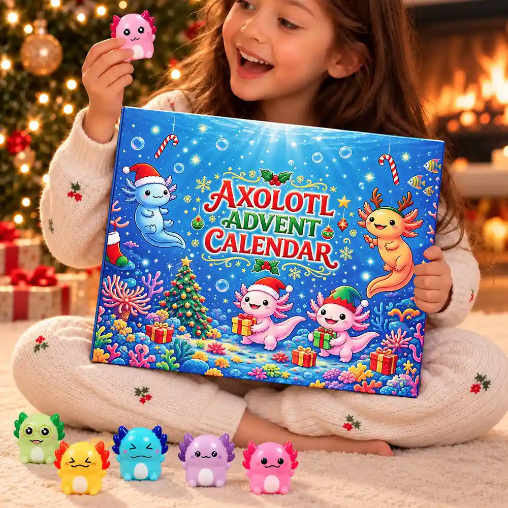 Squishy Axolotl Gift For Kids - Personalized Winter Christmas Countdown Advent Calendar