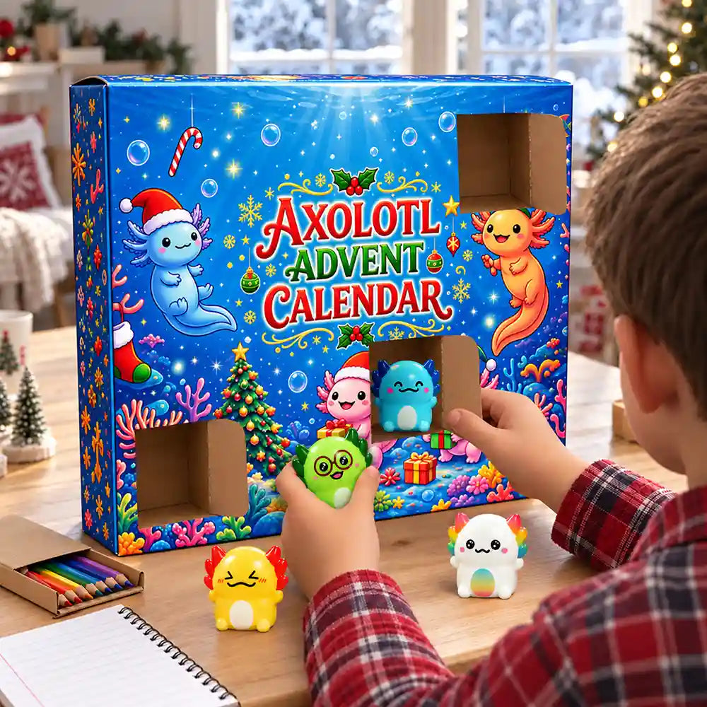 Adorable,Christmas,Gift For Kids,No Custom - Squishy Axolotl Gift For Kids - Personalized Winter Christmas Countdown Advent Calendar