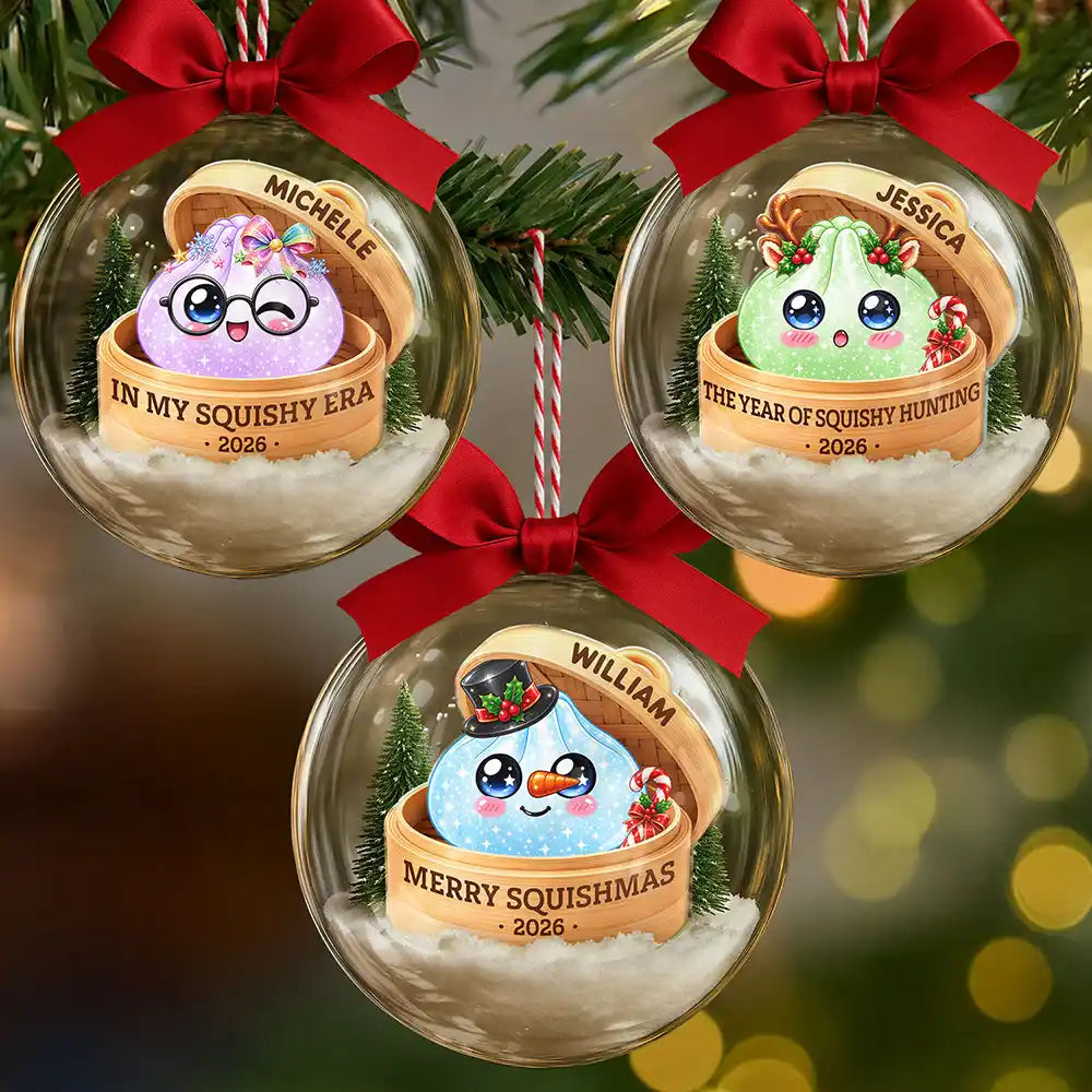 Playful,Christmas,Gift For Kids,Icon - Squishy Dumpling Keepsake Gift For Squishy Hunter - Personalized 3D Acrylic Ball Ornament