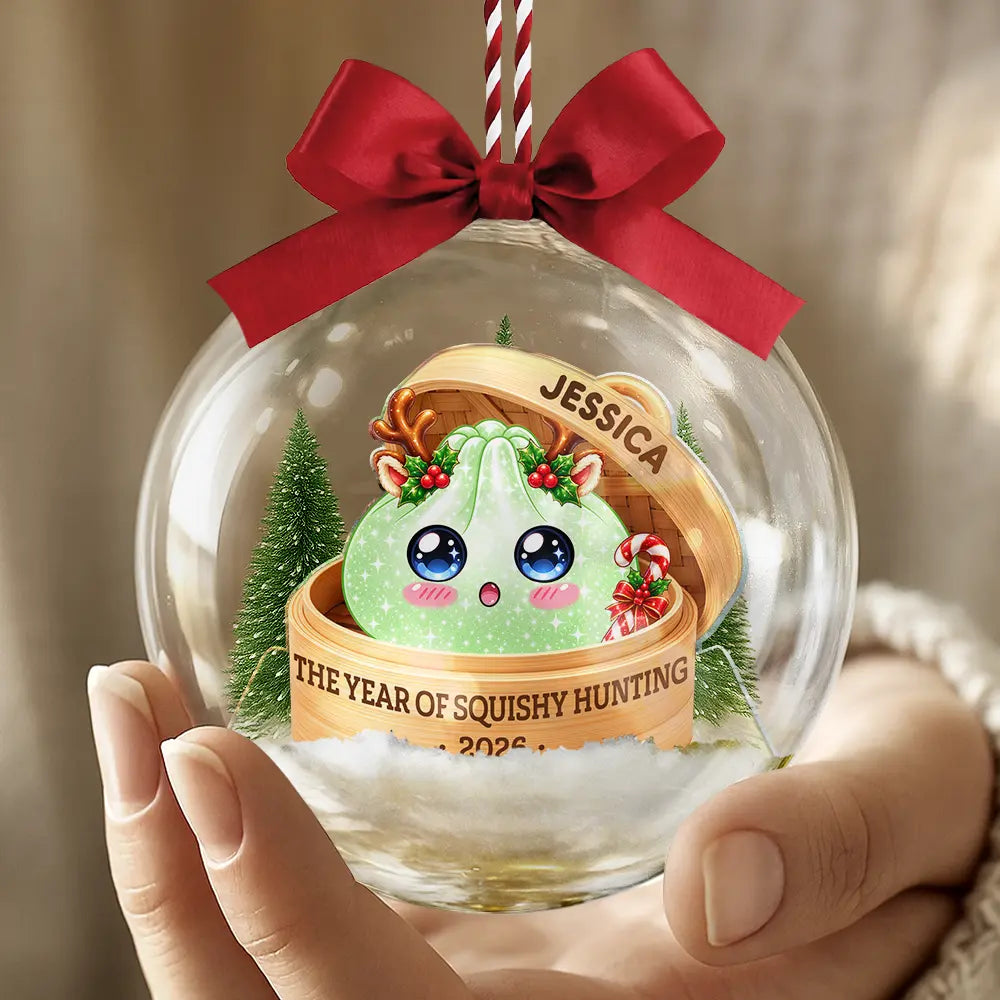 Playful,Christmas,Gift For Kids,Icon - Squishy Dumpling Keepsake Gift For Squishy Hunter - Personalized 3D Acrylic Ball Ornament