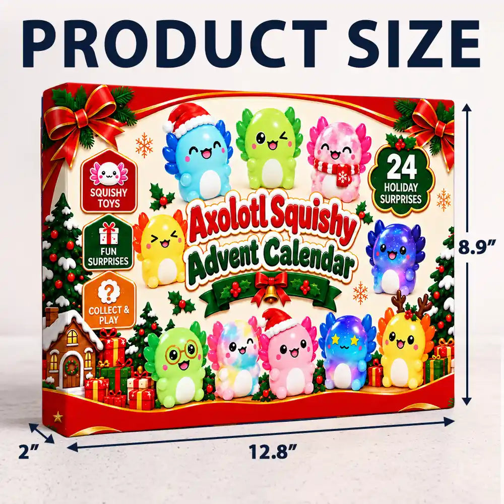 Adorable,Christmas,Gift For Kids,No Custom - Squishy Axolotl Gift For Kids - Personalized Festive Christmas Countdown Advent Calendar