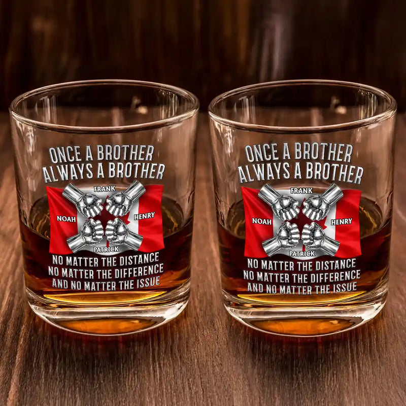 Gift For Brothers,Happy - Star & Stripes Once A Brother Always A Brother - Personalized Whiskey Glass