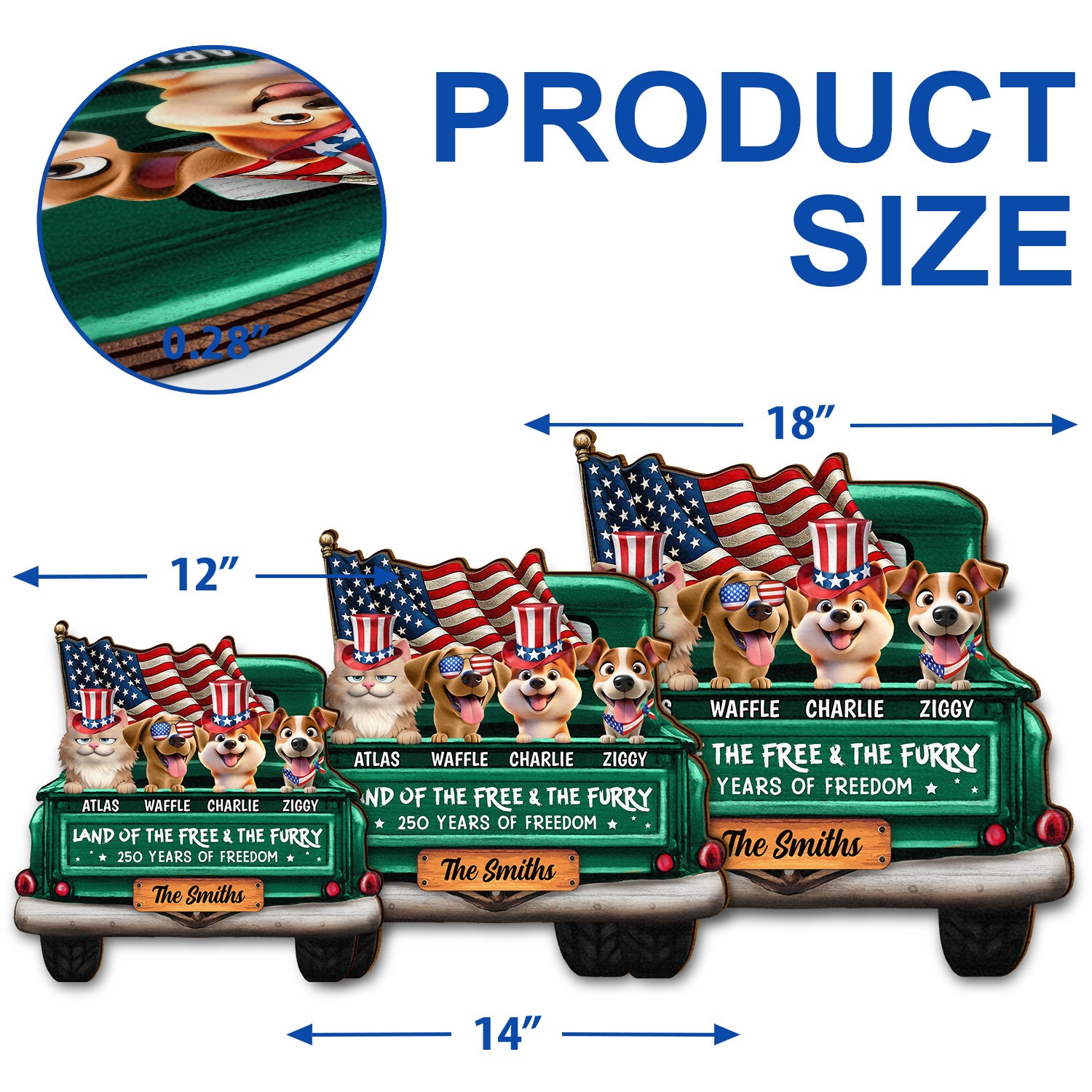 Pet Lovers,Pet Mom,Pet Dad,Dog Lovers,Dog Mom,Dog Dad - Star & Stripes Red White Woof 250 Years Of Freedom - Personalized Custom Shaped Wood Sign