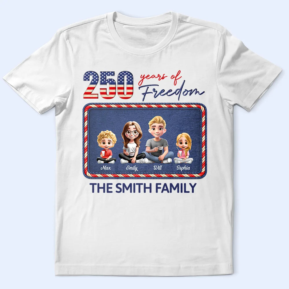 America 250th,Family,Gift For Father,Gift For Mother,Gift For Husband,Gift For Wife,Happy,Independence Day,Gift For Daughter,Gift For Son - Stars And Stripes 250 Years Of Freedom - Personalized T Shirt