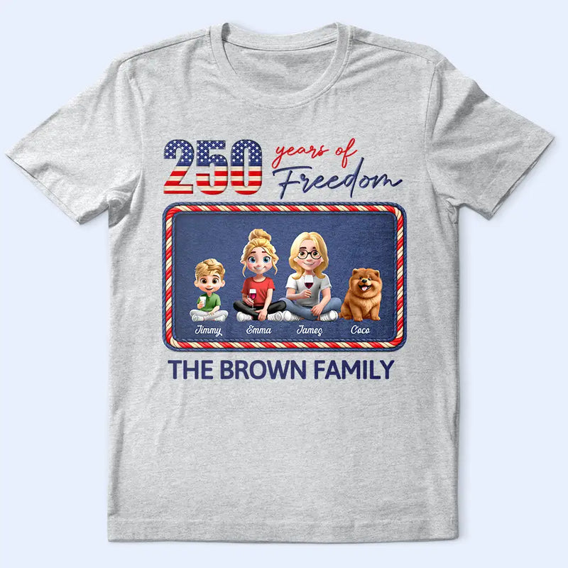 America 250th,Family,Gift For Father,Gift For Mother,Gift For Husband,Gift For Wife,Happy,Independence Day,Gift For Daughter,Gift For Son - Stars And Stripes 250 Years Of Freedom - Personalized T Shirt