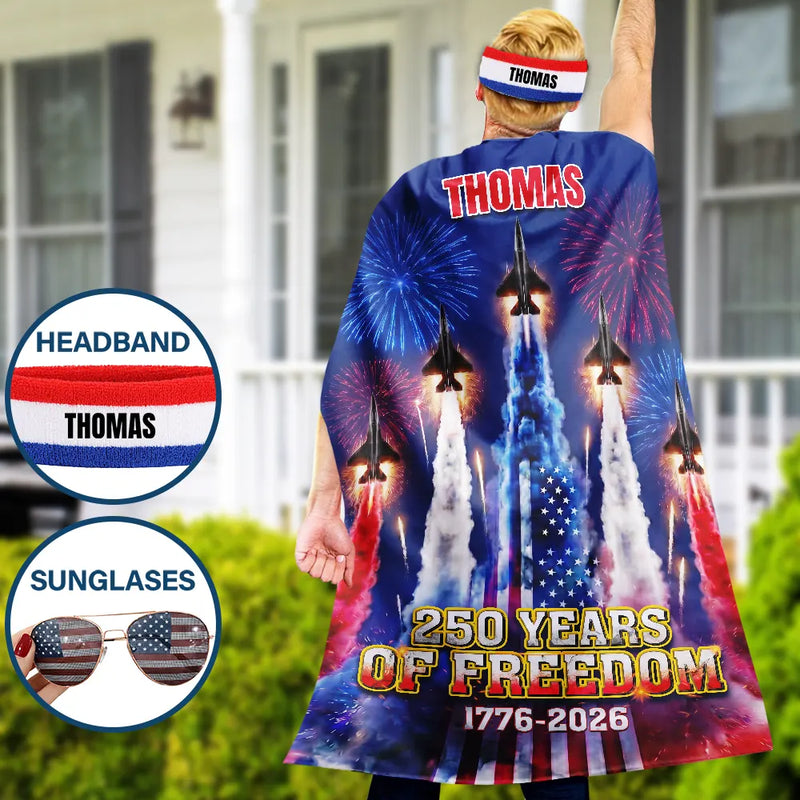 America 250th,Independence Day,Gift For Yourself,Proud,Custom Text - Stars And Stripes America 250th Semiquincentennial - Personalized Costume Cape