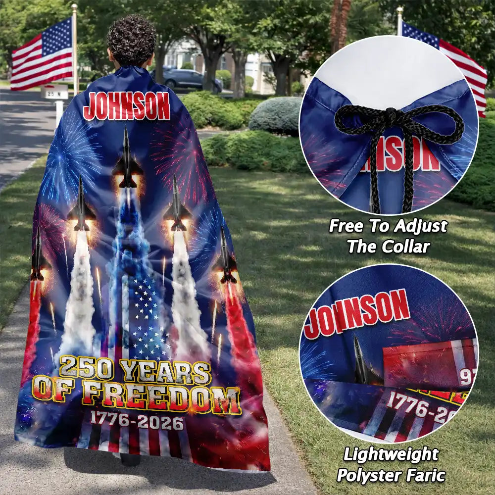 America 250th,Independence Day,Gift For Yourself,Proud,Custom Text - Stars And Stripes America 250th Semiquincentennial - Personalized Costume Cape