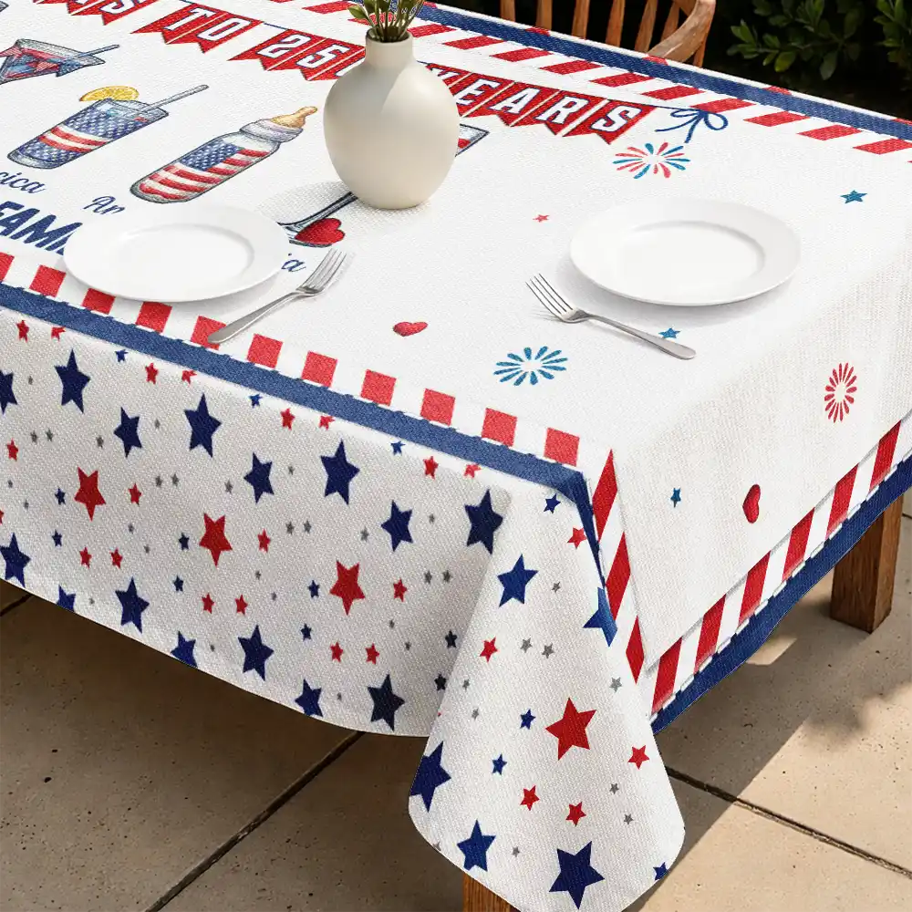 Independence Day,America 250th,Family,Happy,Gift For Yourself - Stars And Stripes America Cheers To 250 Years - Personalized Tablecloth