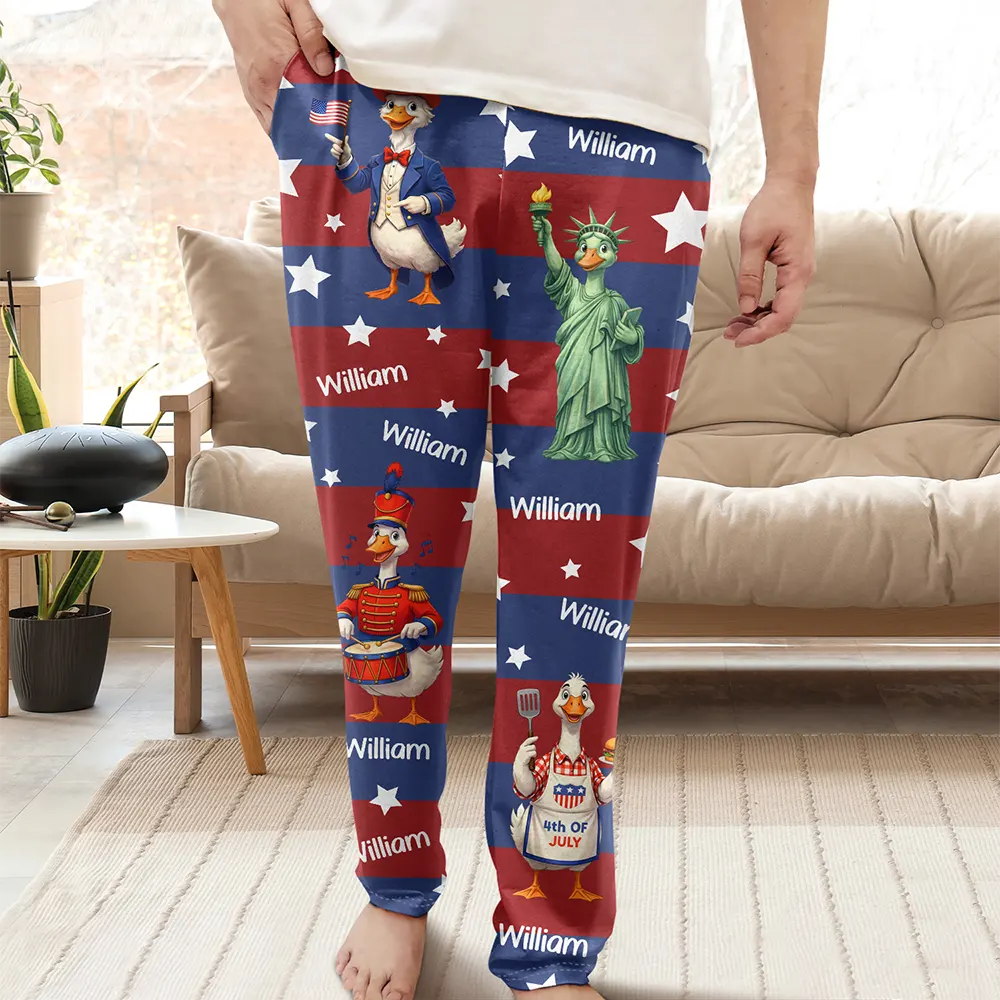 Stars And Stripes America Silly Goose - Personalized Pajama Pants