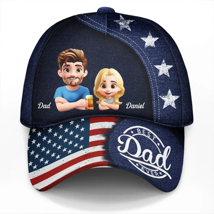 Stars And Stripes Best Dad Ever - Personalized Classic Cap
