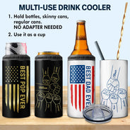 Gift For Father, Gift For Grandpa, Happy - Stars And Stripes Best Dad Ever Fist Bump - Personalized 4 In 1 Can Cooler Tumbler