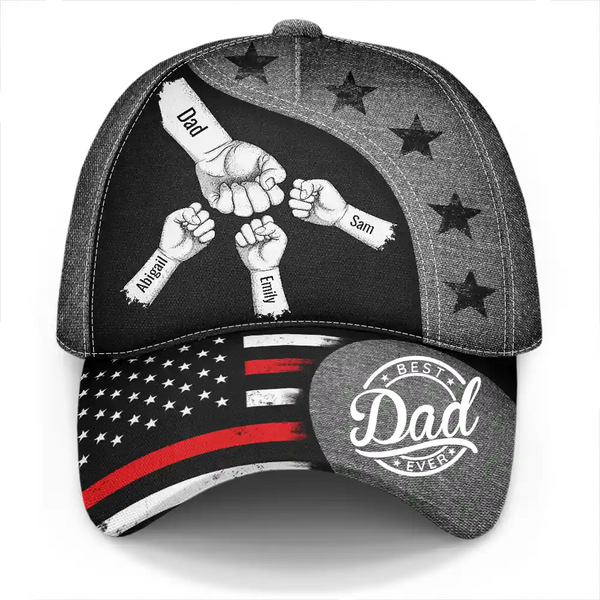 Gift For Father,Gift For Grandpa - Stars And Stripes Dad Kid Hand Grunge - Personalized Classic Cap