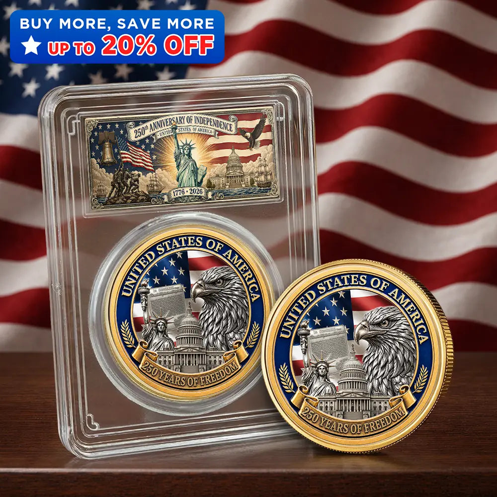 America 250th,Independence Day,No Custom,Gift For Yourself,Proud - Stars And Stripes Eagle America 250th Anniversary - Commemorative Keepsake Coin