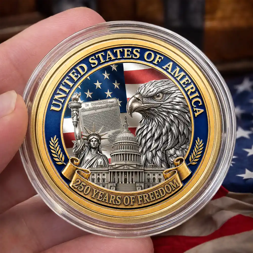 America 250th,Independence Day,No Custom,Gift For Yourself,Proud - Stars And Stripes Eagle America 250th Anniversary - Commemorative Keepsake Coin